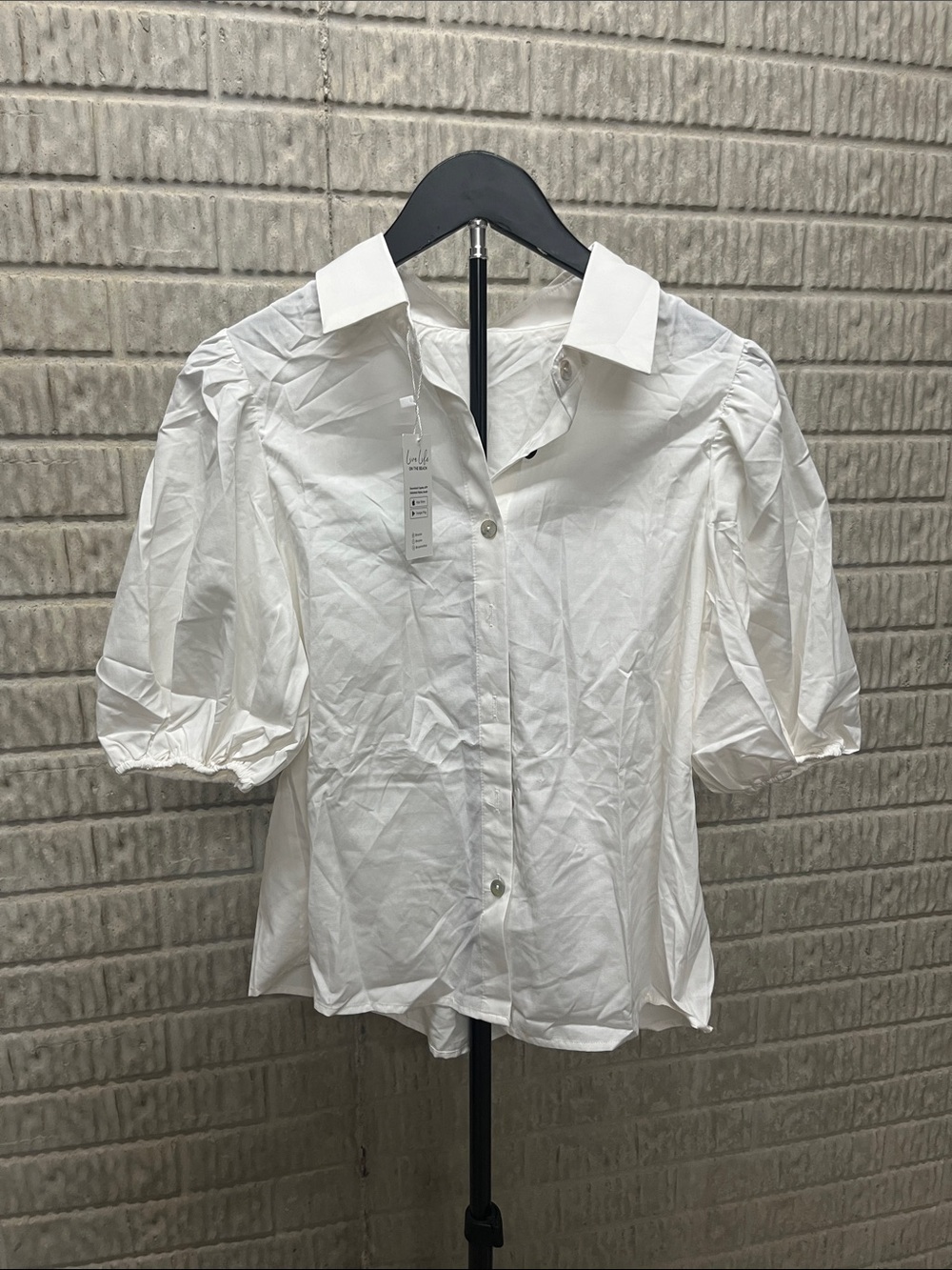 Cupshe White Puff-Sleeve Button Down Shirt